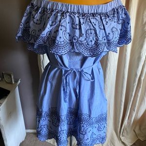 NY&Company Blue Off the Shoulder Dress